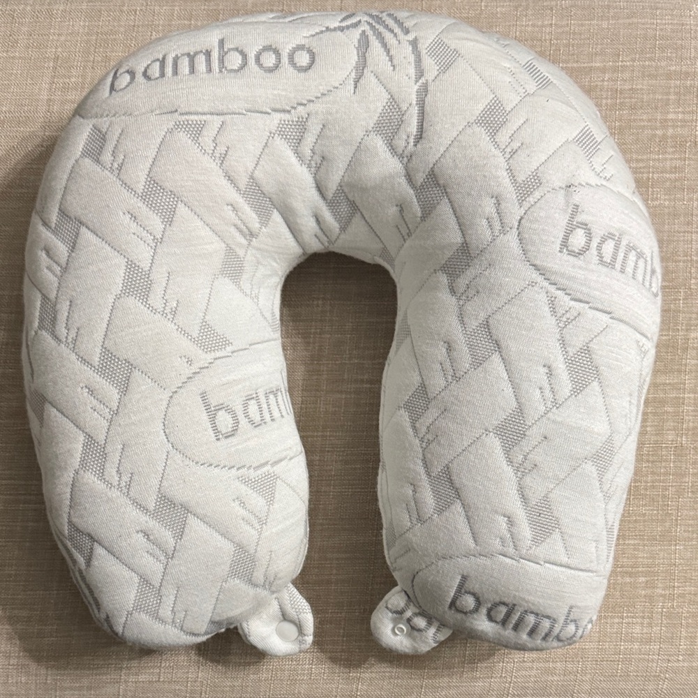 BAMBOO White and Gray Travel Pillow